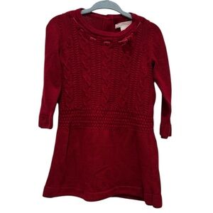Janie and Jack Holiday Red Cable Knit Sweater Dress 12-18 months